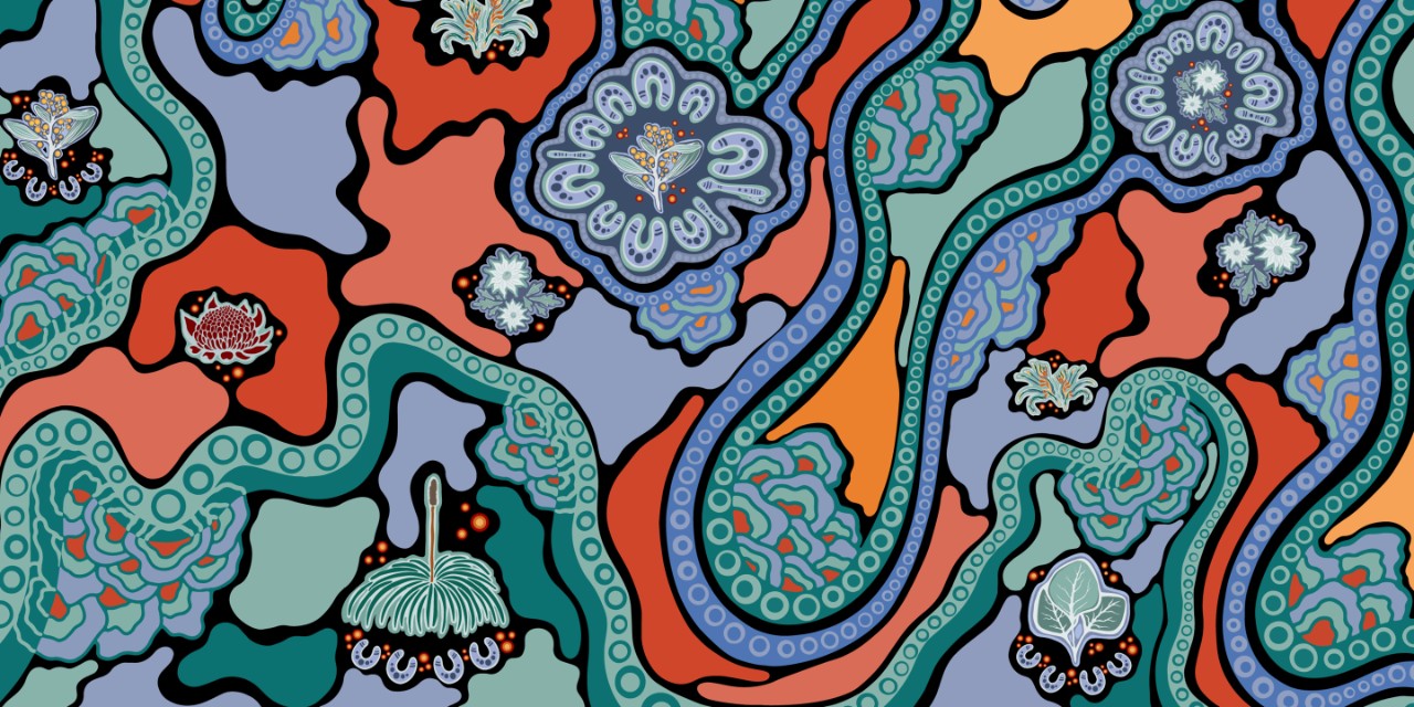 'Walking on Country' by Jessie Waratah, 2024 (detail)