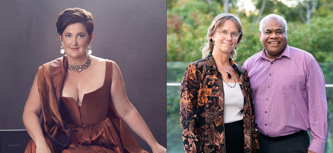 Starr Abelardo installing her exhibition at the Conservatorium Library